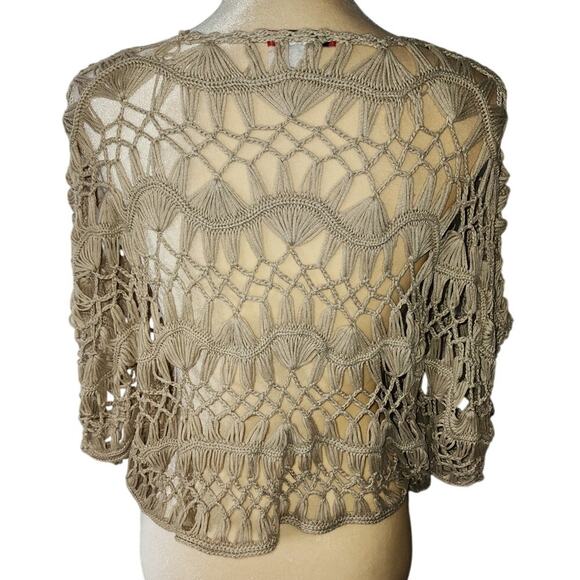 Vivid Collection of NY Cream Crochet Boho Layering Poncho Beachy Festival - Picture 3 of 4